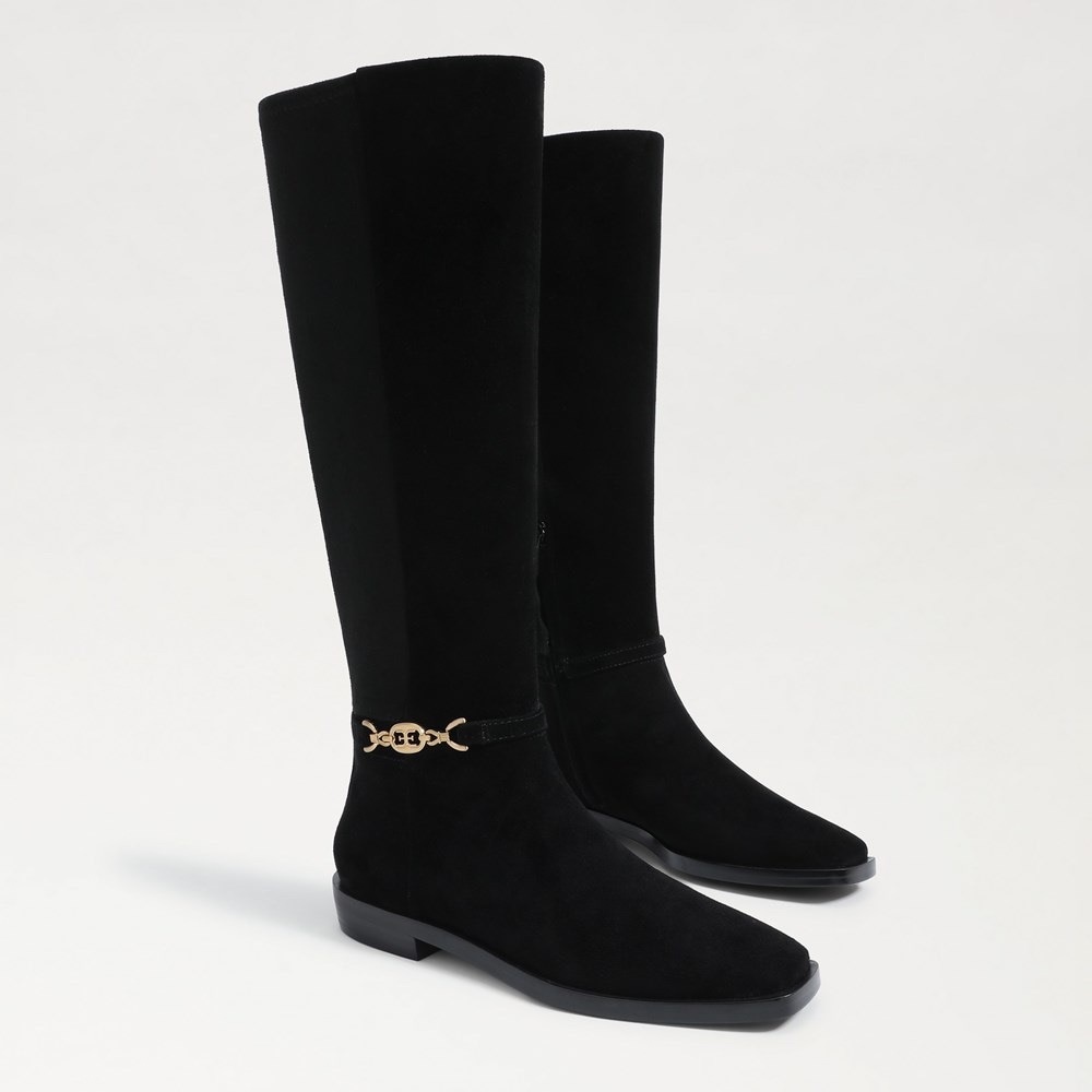 Sam Edelman Women's Clive Knee High Boot Black Suede Athletic Calf 7.5 NIB